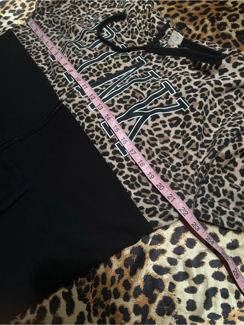 2014 Victoria’s Secret Pink Leopard & Black Full Zip Sweatshirt with Front Logo
